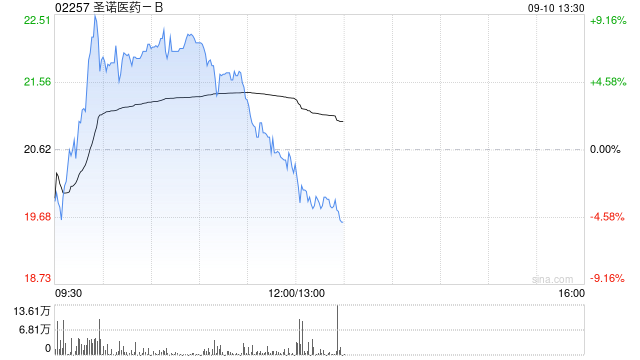 圣诺医药-B盘中涨超9% 本年内股价累计涨幅已超530%