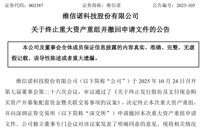 002387，终止重大资产重组